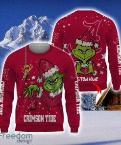 Personalized Name NCAA Alabama Crimson Tide Football Fans Sweater Grinch Ugly Sweater Christmas Funny Gift