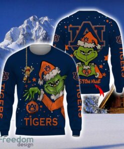 Personalized Name NCAA Auburn Tigers Football Fans Sweater Grinch Ugly Sweater Christmas Funny Gift