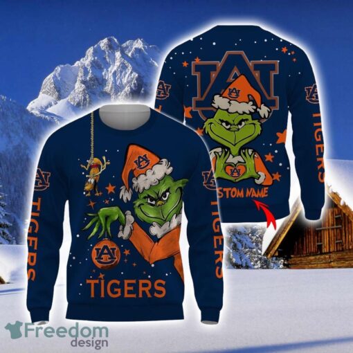 Personalized Name NCAA Auburn Tigers Football Fans Sweater Grinch Ugly Sweater Christmas Funny Gift Product Photo 1