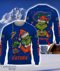 Personalized Name NCAA Florida Gators Football Fans Sweater Grinch Ugly Sweater Christmas Funny Gift