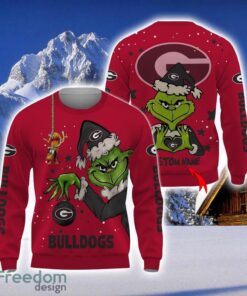 Personalized Name NCAA Georgia Bulldogs Football Fans Sweater Grinch Ugly Sweater Christmas Funny Gift