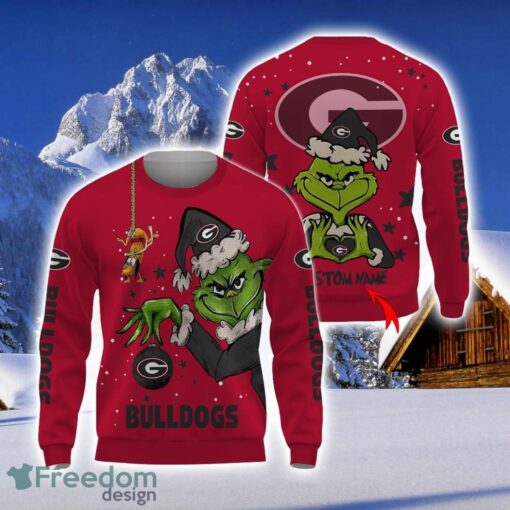 Personalized Name NCAA Georgia Bulldogs Football Fans Sweater Grinch Ugly Sweater Christmas Funny Gift Product Photo 1