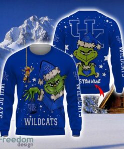 Personalized Name NCAA Kentucky Wildcats Football Fans Sweater Grinch Ugly Sweater Christmas Funny Gift