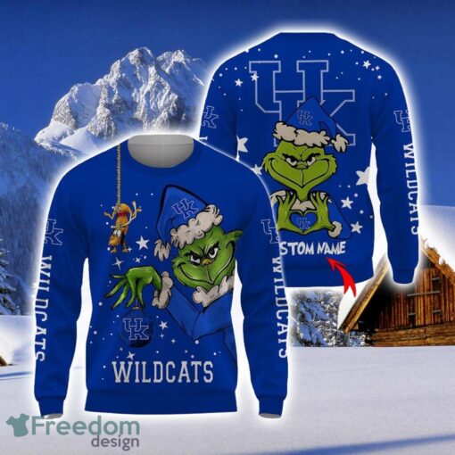 Personalized Name NCAA Kentucky Wildcats Football Fans Sweater Grinch Ugly Sweater Christmas Funny Gift Product Photo 1