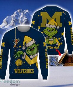 Personalized Name NCAA Michigan Wolverines Football Fans Sweater Grinch Ugly Sweater Christmas Funny Gift