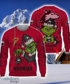 Personalized Name NCAA Northern Illinois Huskies Football Fans Sweater Grinch Ugly Sweater Christmas Funny Gift