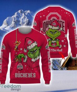 Personalized Name NCAA Ohio State Buckeyes Football Fans Sweater Grinch Ugly Sweater Christmas Funny Gift