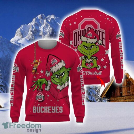 Personalized Name NCAA Ohio State Buckeyes Football Fans Sweater Grinch Ugly Sweater Christmas Funny Gift Product Photo 1