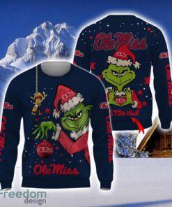 Personalized Name NCAA Ole Miss Rebels Football Fans Sweater Grinch Ugly Sweater Christmas Funny Gift