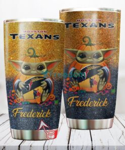 Personalized NFL Houston Texans Baby Yoda Custom Name Stainless Steel Tumbler Best Gift