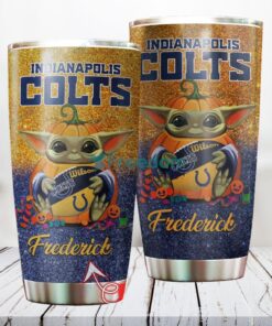 Personalized NFL Indianapolis Colts Baby Yoda Custom Name Stainless Steel Tumbler Best Gift