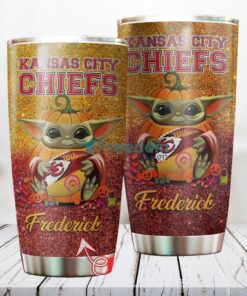 Personalized NFL Kansas City Chiefs Baby Yoda Custom Name Stainless Steel Tumbler Best Gift