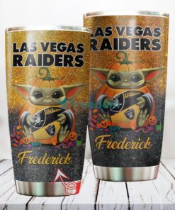 Personalized NFL Las Vegas Raiders Baby Yoda Custom Name Stainless Steel Tumbler Best Gift