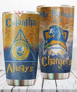Personalized NFL Los Angeles Chargers Harry Potter Always Deathly Hallows Custom Name Stainless Steel Tumbler Best Gift