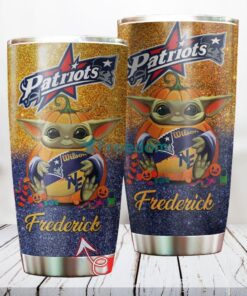 Personalized NFL New England Patriots Baby Yoda Custom Name Stainless Steel Tumbler Best Gift