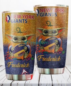 Personalized NFL New York Giants Baby Yoda Custom Name Stainless Steel Tumbler Best Gift