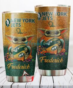 Personalized NFL New York Jets Baby Yoda Custom Name Stainless Steel Tumbler Best Gift