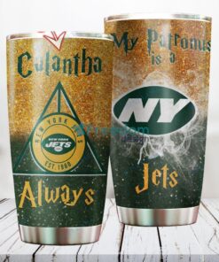 Personalized NFL New York Jets Harry Potter Always Deathly Hallows Custom Name Stainless Steel Tumbler Best Gift