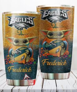 Personalized NFL Philadelphia Eagles Baby Yoda Custom Name Stainless Steel Tumbler Best Gift