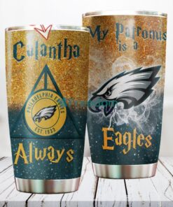 Personalized NFL Philadelphia Eagles Harry Potter Always Deathly Hallows Custom Name Stainless Steel Tumbler Best Gift