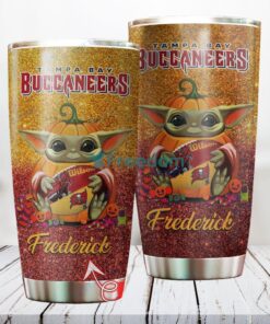 Personalized NFL Tampa Bay Buccaneers Baby Yoda Custom Name Stainless Steel Tumbler Best Gift