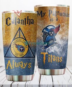 Personalized NFL Tennessee Titans Harry Potter Always Deathly Hallows Custom Name Stainless Steel Tumbler Best Gift