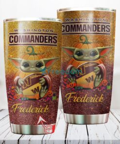 Personalized NFL Washington Commanders Baby Yoda Custom Name Stainless Steel Tumbler Best Gift