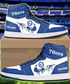 Philadelphia 76ers Air Jordan 1 Shoes Sport Hightop Sneakers For Men And Women Custom Name