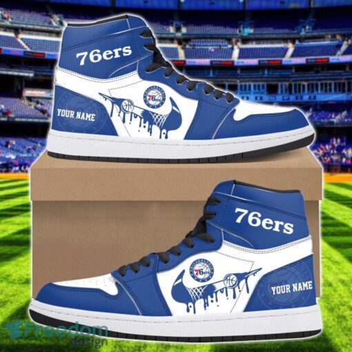 Philadelphia 76ers Air Jordan 1 Shoes Sport Hightop Sneakers For Men And Women Custom Name Product Photo 1