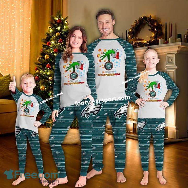 Philadelphia Eagles Happy Hallothanksmas Ugly Christmas Pajamas Set Family Kid Men Women image Philadelphia Eagles Happy Hallothanksmas Ugly Christmas Pajamas Set Family Kid Men Women - Philadelphia Eagles Happy Hallothanksmas Ugly Christmas Pajamas Set Family Kid Men Women