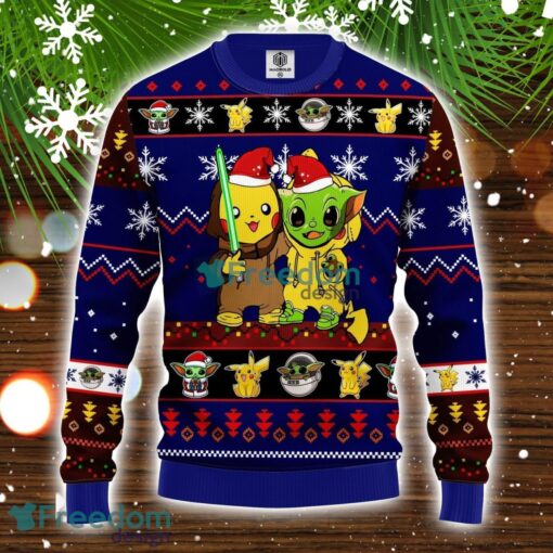 Pikachu And Yoda Ugly Christmas Sweater Blue 1 Amazing Gift Idea Christmas Gift Product Photo 1