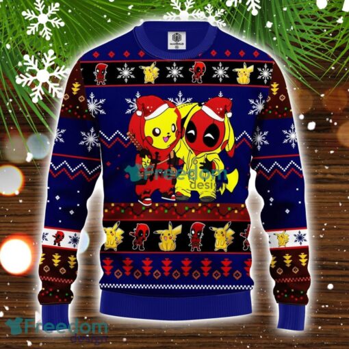 Pikachu Deadpool Christmas Sweater Blue 1 Amazing Gift Idea Christmas Gift Product Photo 1