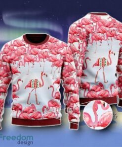 Pink Flamingo Christmas Village Ugly Christmas Sweater Unique Gift