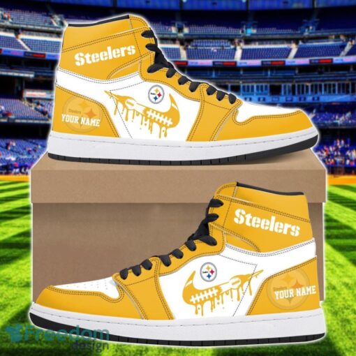 Pittsburgh Steelers Air Jordan 1 Shoes Sport Hightop Sneakers For Men And Women Custom Name Product Photo 1