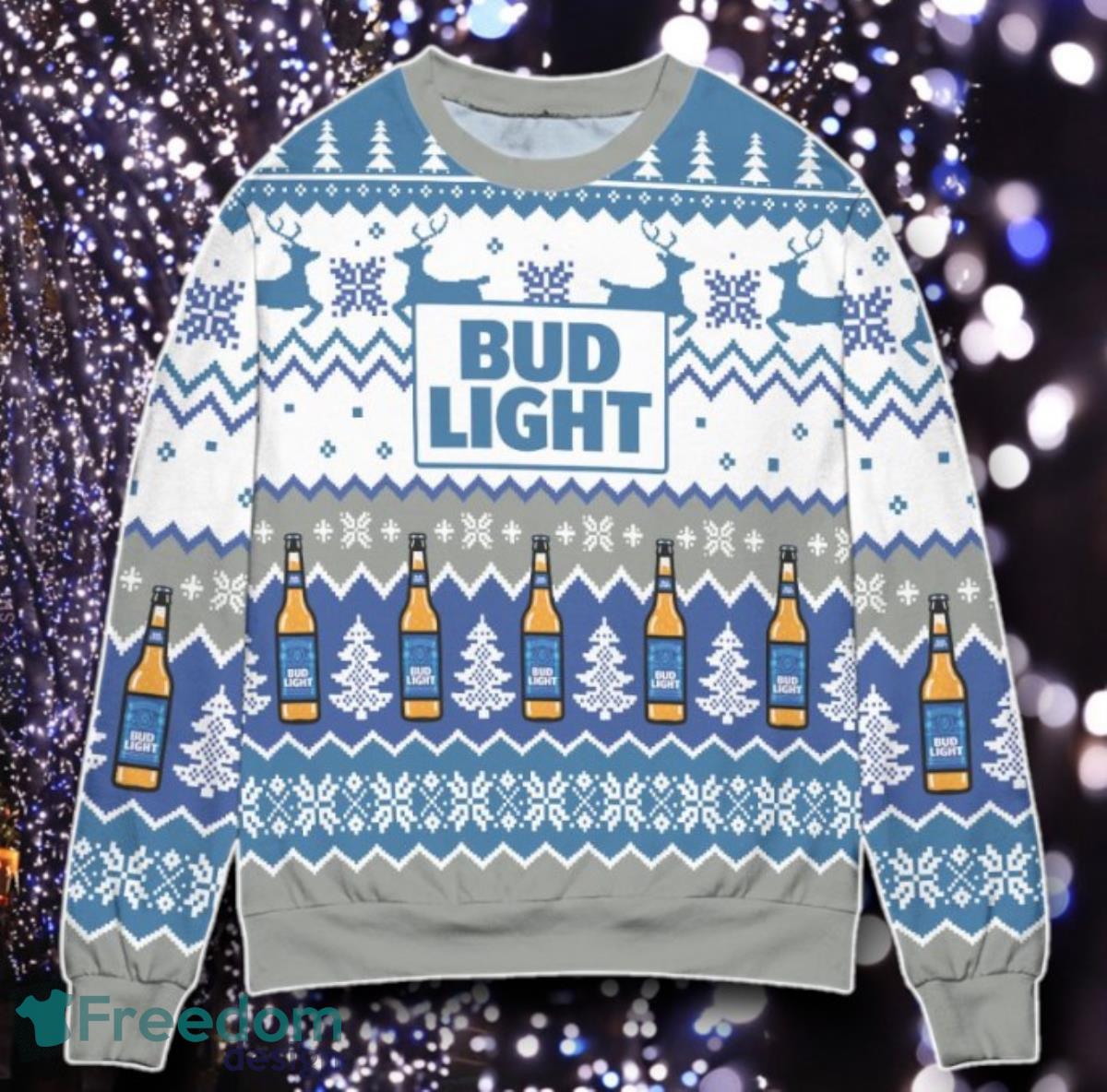 Pixel Bud Light Reindeer Snowflake Pattern Ugly Christmas Sweater Unique Gift image Pixel Bud Light Reindeer Snowflake Pattern Ugly Christmas Sweater Unique Gift Product Photo 1