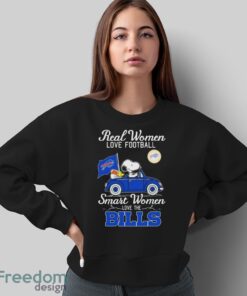 Real Women Love Football Smart Women Love The Peanuts Snoopy And Woodstock Buffalo Bills On Car Shirt Product Photo 5