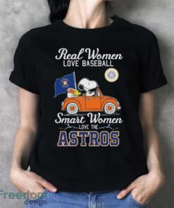 Real Women Love Football Smart Women Love The Peanuts Snoopy And Woodstock Houston Astros On Car Shirt Product Photo 4