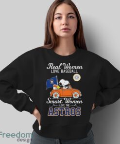 Real Women Love Football Smart Women Love The Peanuts Snoopy And Woodstock Houston Astros On Car Shirt Product Photo 5