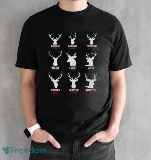 Reindeer Meat Cuts Sweatshirt, Christmas Hunter Hoodie, Reindeer Butcher Shirt - Black Unisex T-Shirt