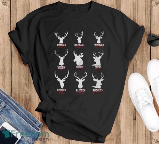 Reindeer Meat Cuts Sweatshirt, Christmas Hunter Hoodie, Reindeer Butcher Shirt - Black T-Shirt