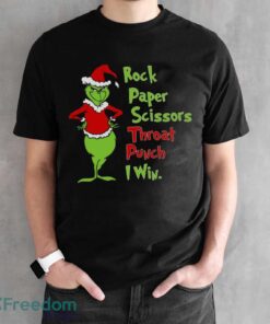 Rock Paper Scissors Throat Punch I Win Hoodie, Grinch Xmas Sweatshirt - Black Unisex T-Shirt