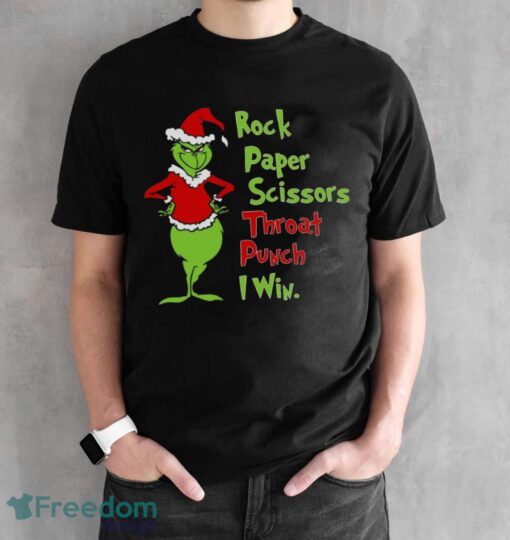 Rock Paper Scissors Throat Punch I Win Hoodie, Grinch Xmas Sweatshirt - Black Unisex T-Shirt