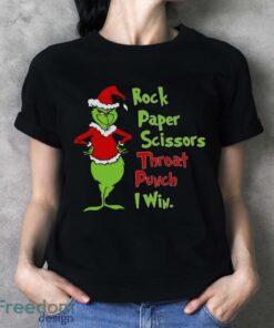 Rock Paper Scissors Throat Punch I Win Hoodie, Grinch Xmas Sweatshirt - Ladies T-Shirt