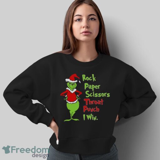 Rock Paper Scissors Throat Punch I Win Hoodie, Grinch Xmas Sweatshirt - Sweatshirt