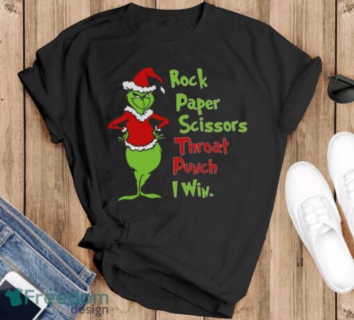 Rock Paper Scissors Throat Punch I Win Hoodie, Grinch Xmas Sweatshirt - Black T-Shirt