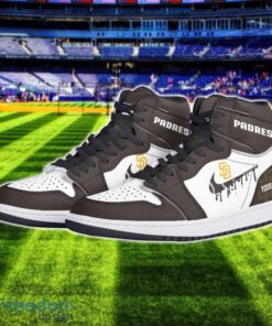 San Diego Padres Air Jordan 1 Shoes Sport Hightop Sneakers For Men And Women Custom Name Product Photo 2