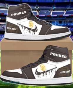 San Diego Padres Air Jordan 1 Shoes Sport Hightop Sneakers For Men And Women Custom Name Product Photo 1