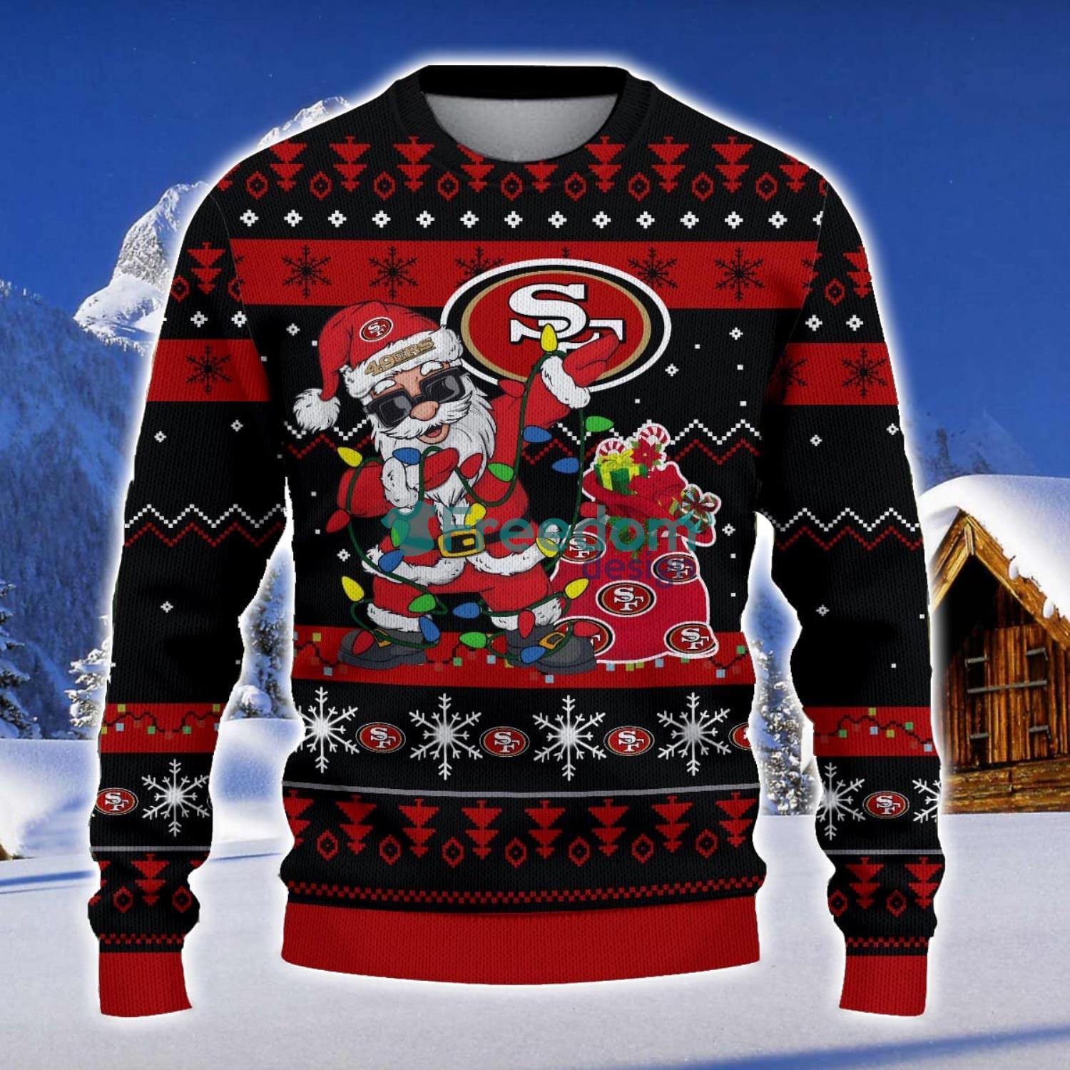 San Francisco 49ers Santa Claus Ugly Christmas Sweater Christmas Gift 3D Sweater image San Francisco 49ers Santa Claus Ugly Christmas Sweater Christmas Gift 3D Sweater Product Photo 1