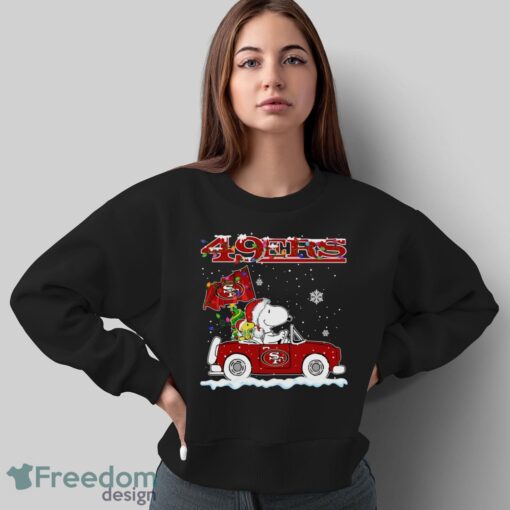 San Francisco 49ers Snoopy And Woodstock Driving Car Shirt Sweatshirt Hoodie - Sweatshirt