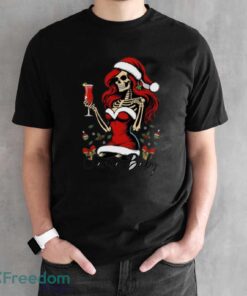 Santa Baby Red Haired Skeleton Sweatshirt, Gothic Christmas Hoodie, Edgy Xmas Shirt - Black Unisex T-Shirt